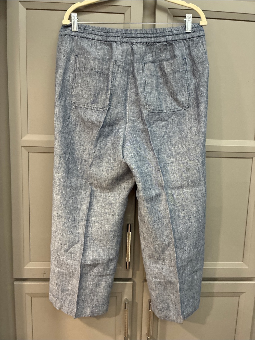 Talbots Blue Linen-Blend Drawstring Chinos - Picture 2 of 4